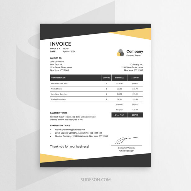PowerPoint Invoice Template Slideson PowerPoint Invoice Template Slideson