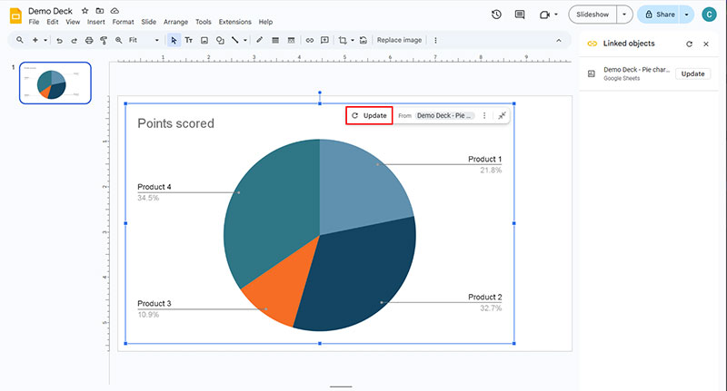 Update Google Slides chart